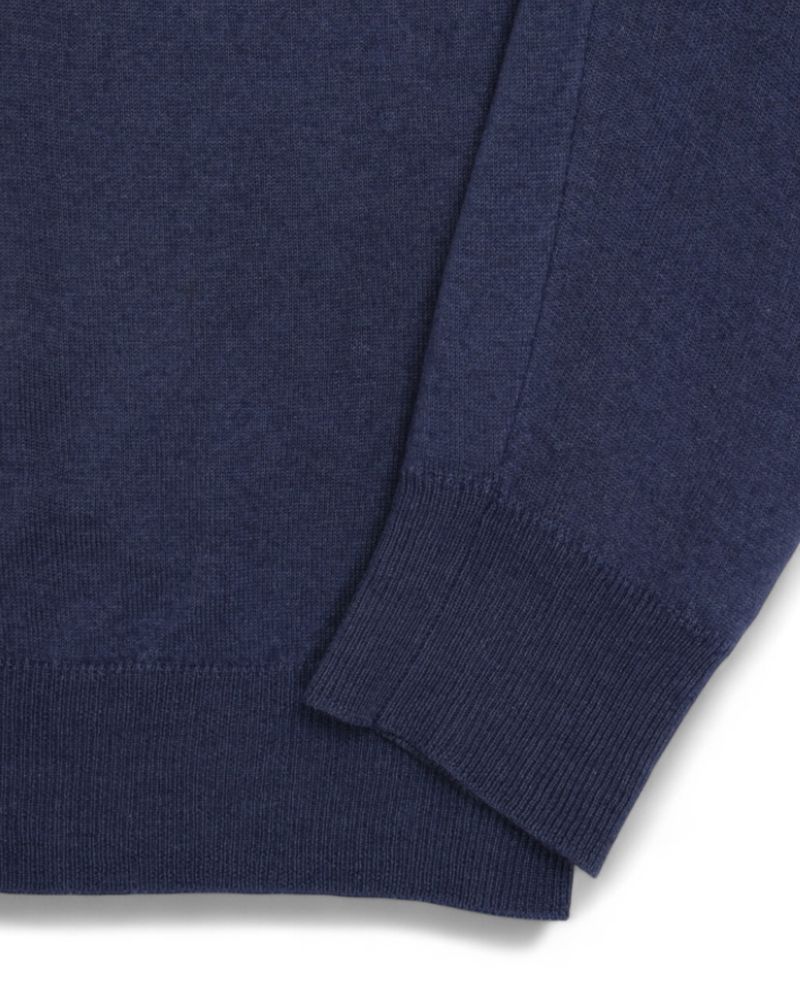 Dark Blue Cashmere & Silk V-Neck