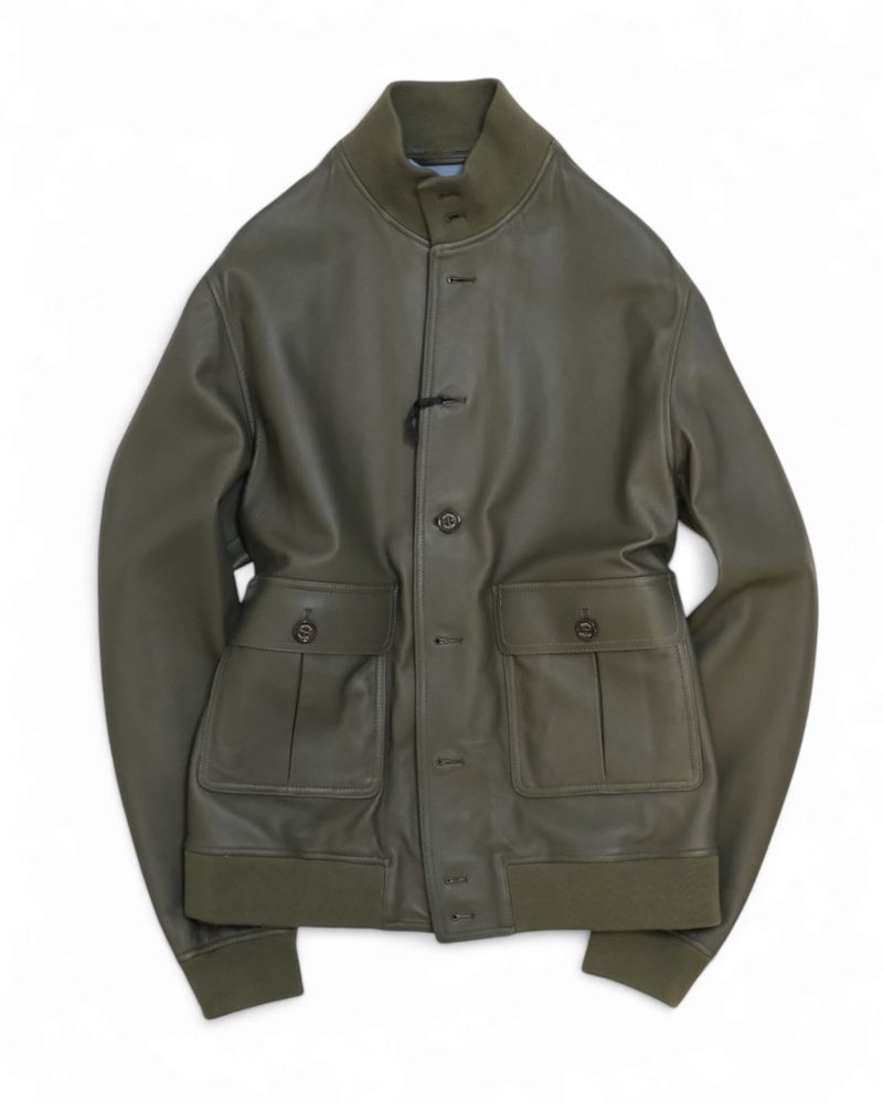 Dark Olive Green Unlined Nappa Leather Valstarino Jacket