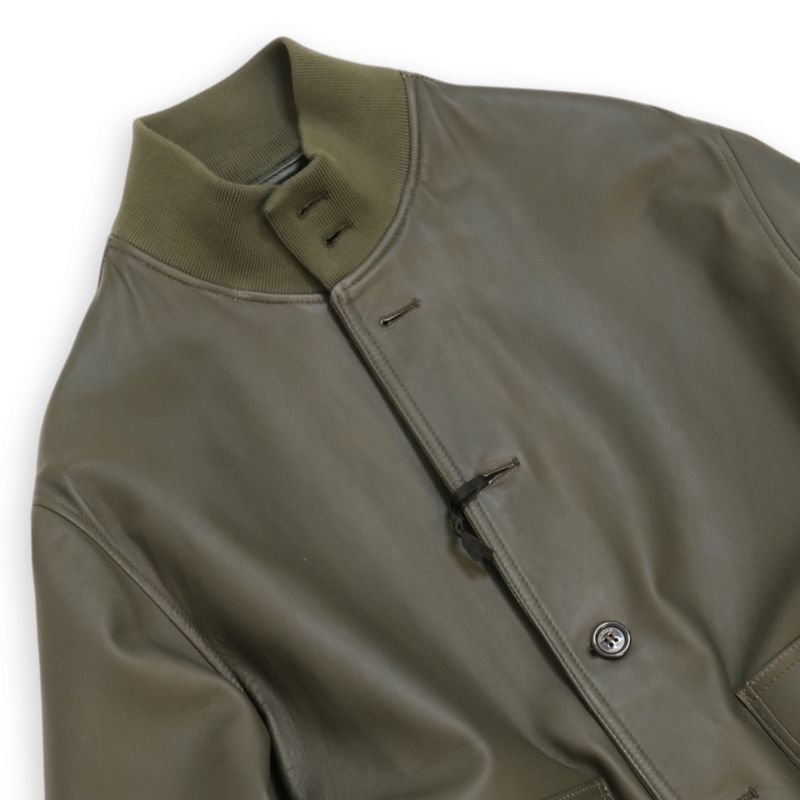 Dark Olive Green Unlined Nappa Leather Valstarino Jacket