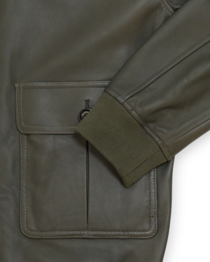 Dark Olive Green Unlined Nappa Leather Valstarino Jacket
