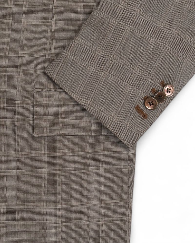 Grey/Beige Plaid Check Sports Jacket