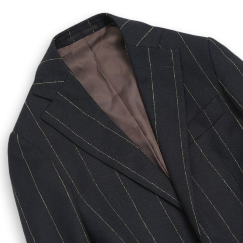 Navy Chalk Striped Flannel Wool & Cotton 3-Piece Suit