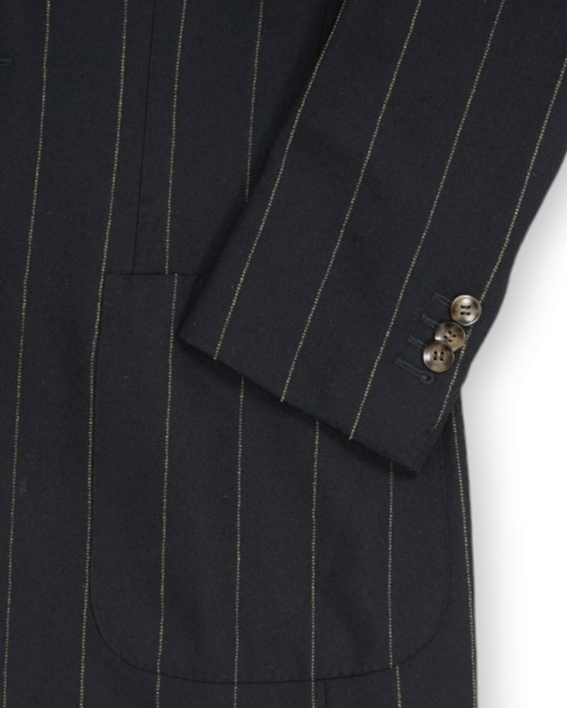 Navy Chalk Striped Flannel Wool & Cotton 3-Piece Suit