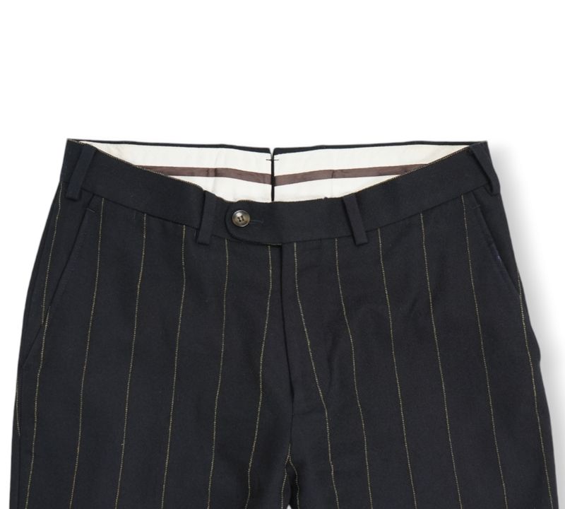 Navy Chalk Striped Flannel Wool & Cotton 3-Piece Suit