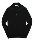 Black Extrafine Merino Half Zip