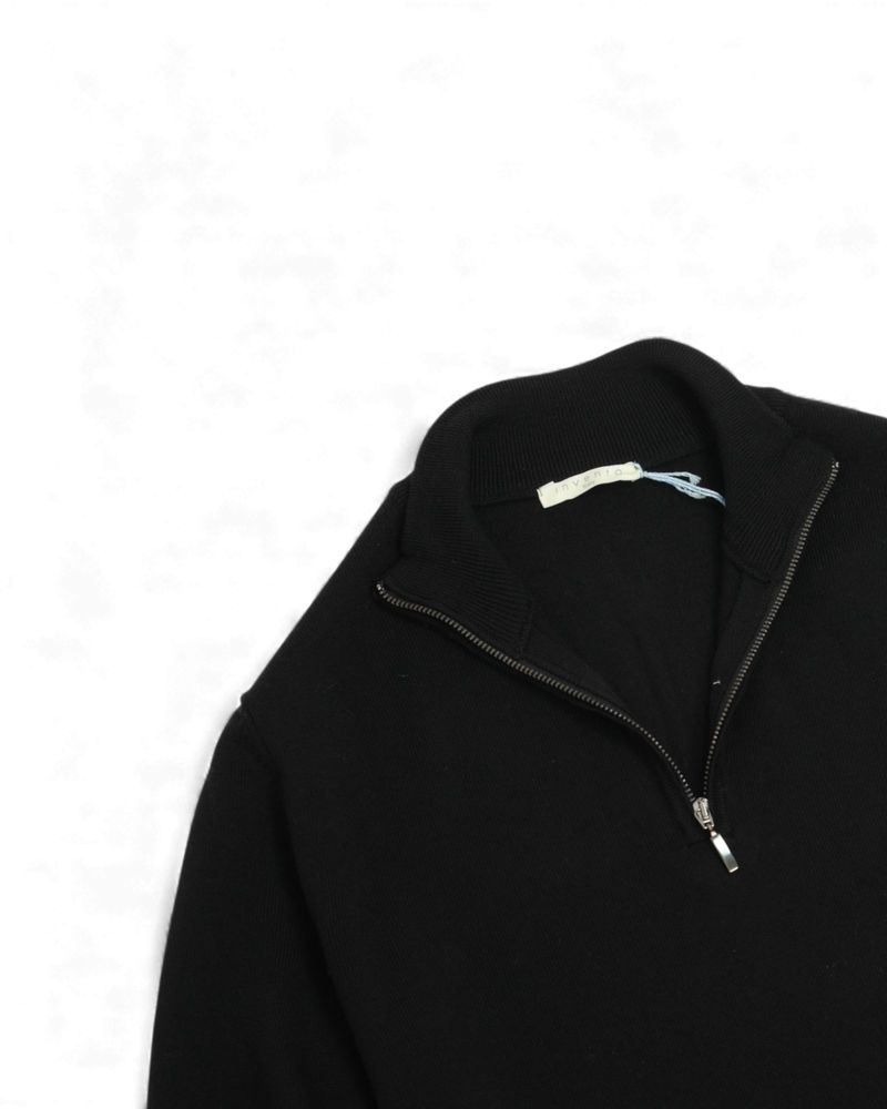 Black Extrafine Merino Half Zip
