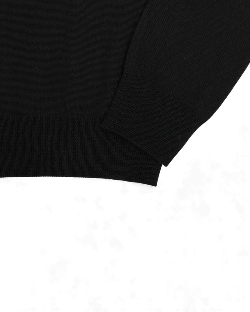 Black Extrafine Merino Half Zip