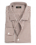 Brown/Off White Checked Twill Shirt