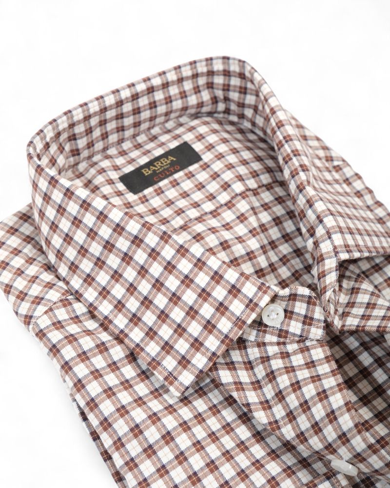 Brown/Off White Checked Twill Shirt