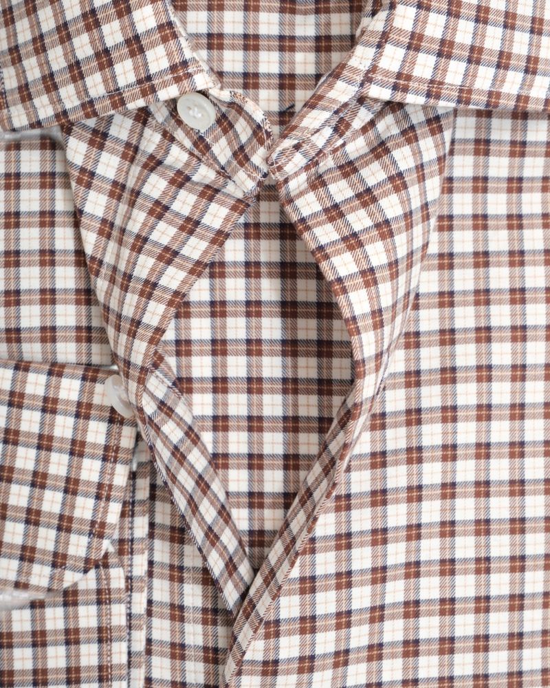 Brown/Off White Checked Twill Shirt