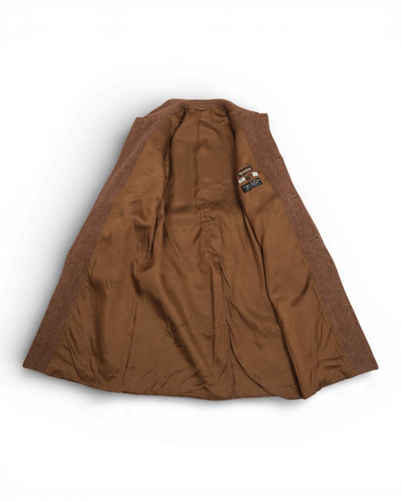 Brown Virgin Wool Belted Raglan Coat