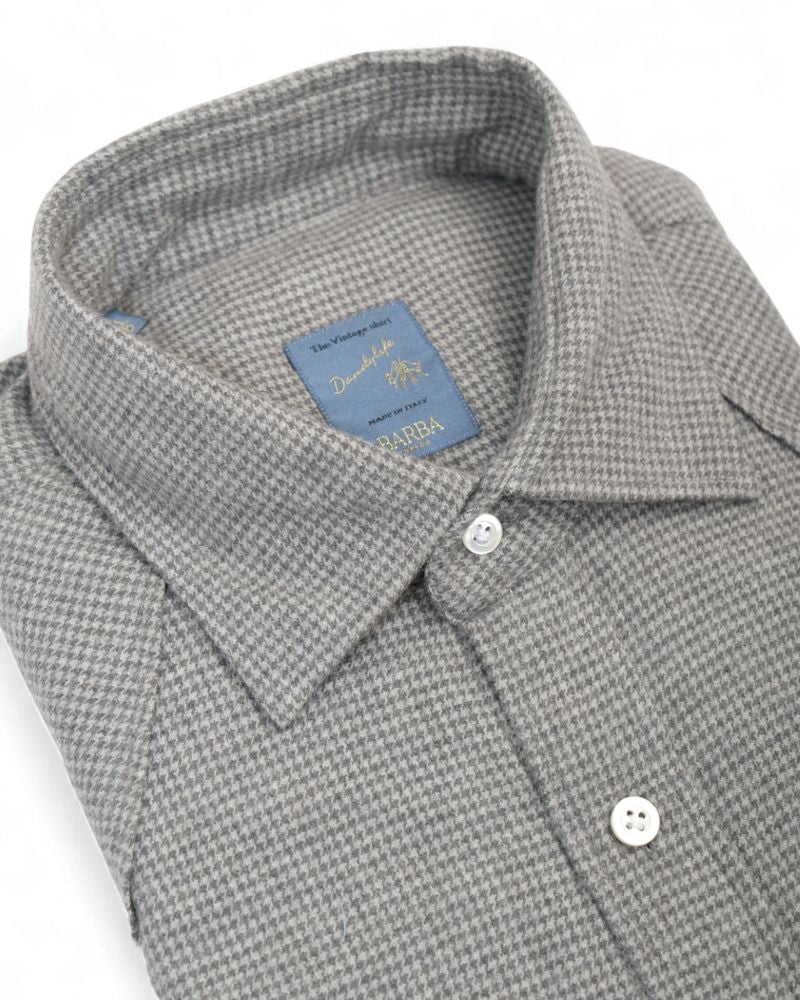Grey Houndstooth Flannel Western Shirt