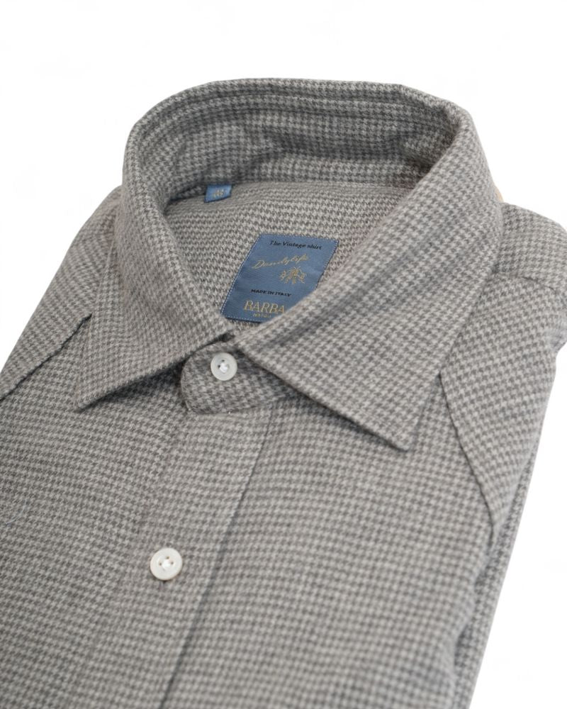 Grey Houndstooth Flannel Western Shirt