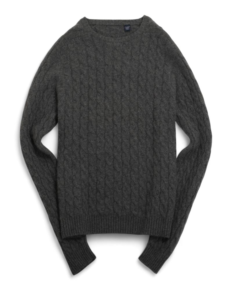 Dark Grey Cable Knitted Cashmere Sweater