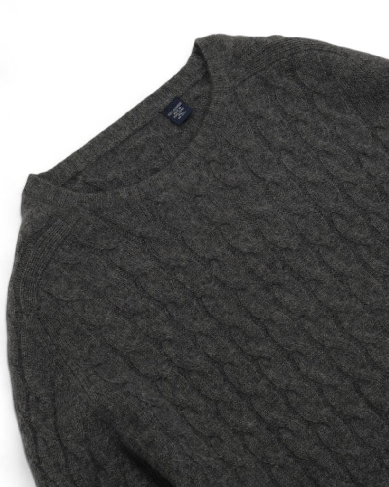 Dark Grey Cable Knitted Cashmere Sweater
