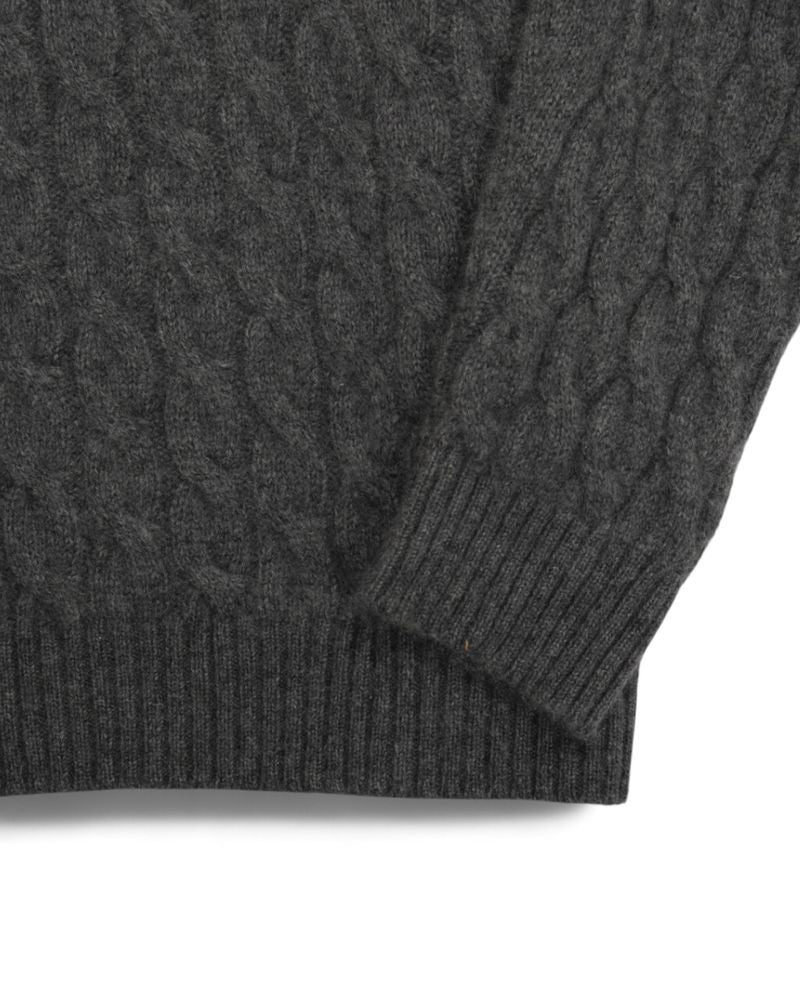 Dark Grey Cable Knitted Cashmere Sweater