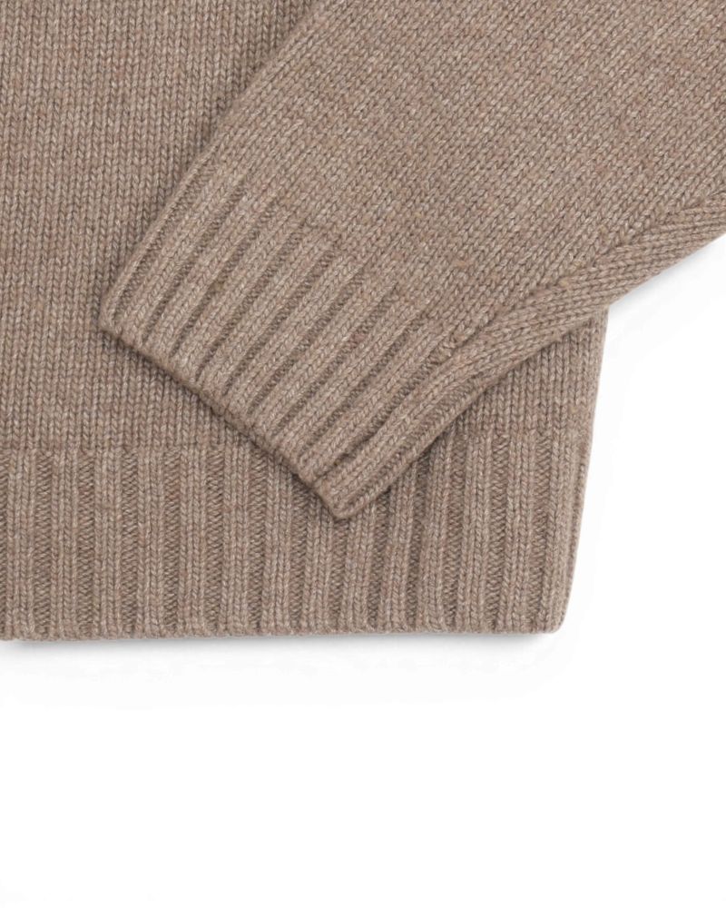 Oatmeal Raglan Cable-Knit Mockneck Sweater