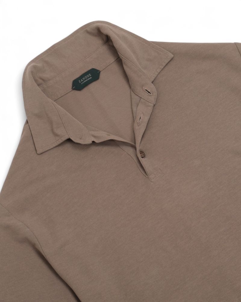 Taupe Ice Cotton Short-Sleeve Polo