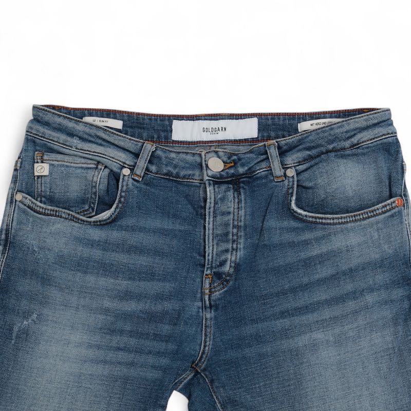 Faded Mid Wash Slim Fit Jeans