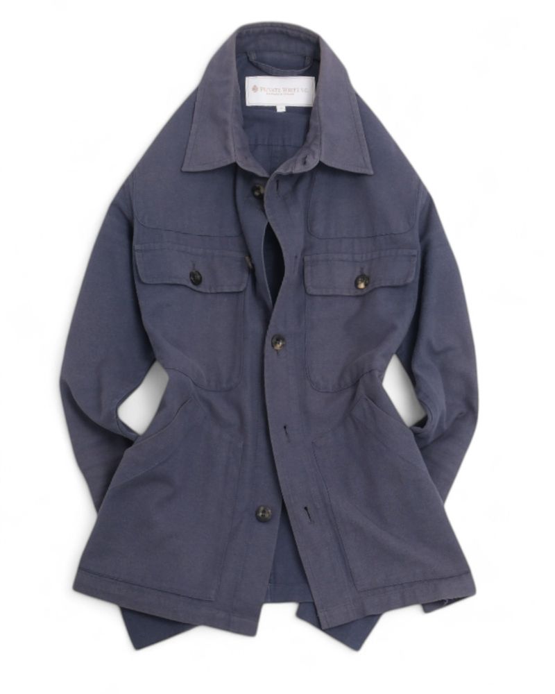 Mid Blue Cotton Workwear Overshirt