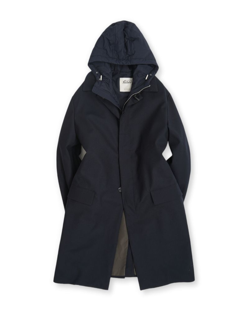 Dark Navy Insulated Twill Wool Car Coat & Vest