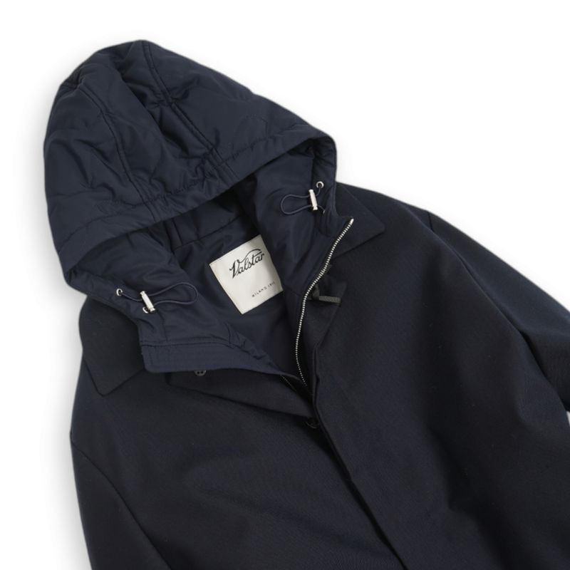 Dark Navy Insulated Twill Wool Car Coat & Vest