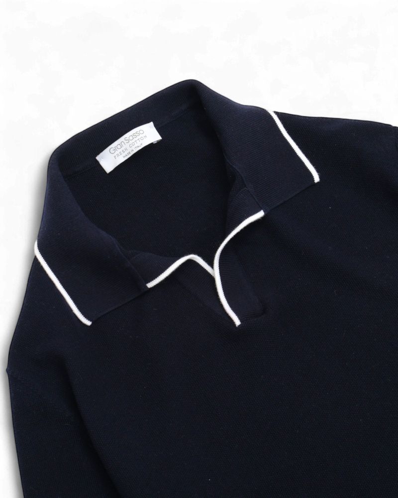 Navy Short-Sleeve Cotton Polo