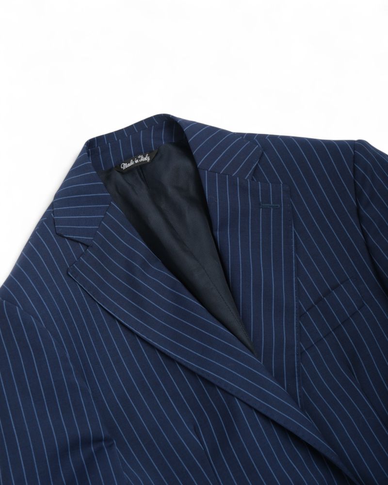Navy Pinstripe Wool Suit