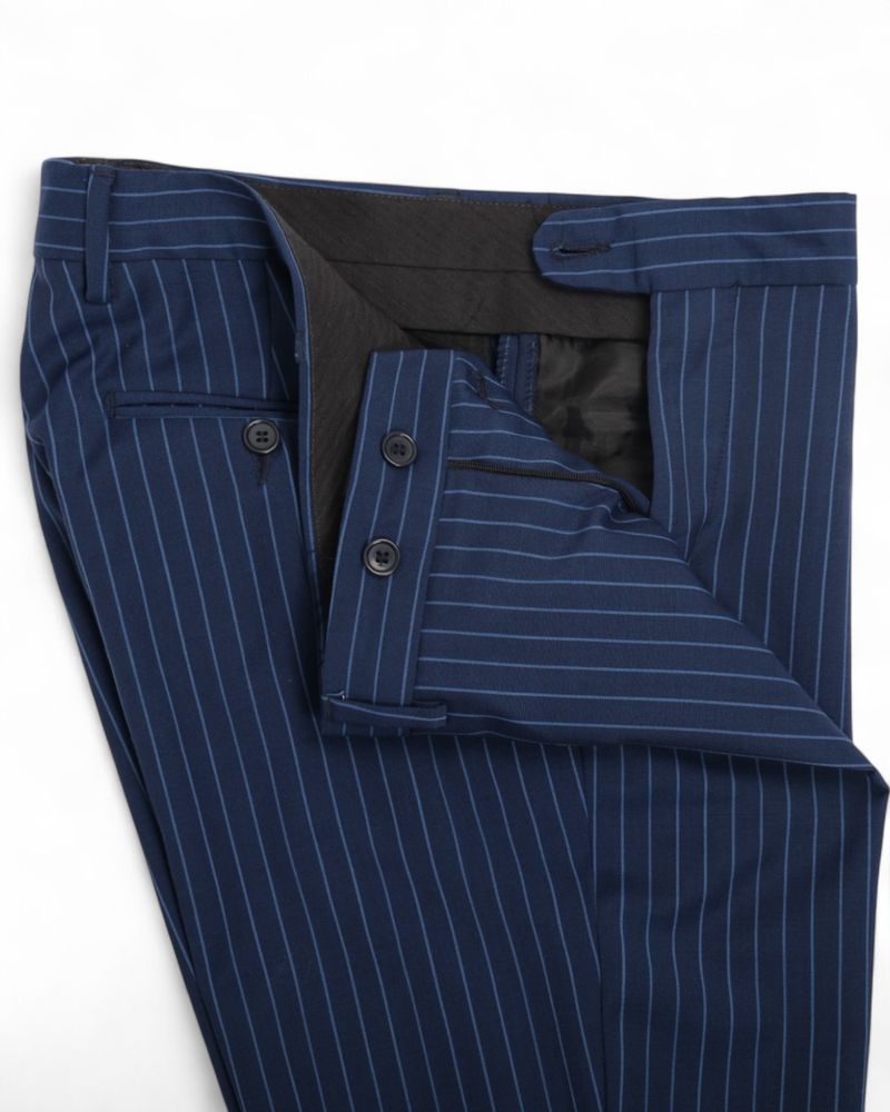 Navy Pinstripe Wool Suit
