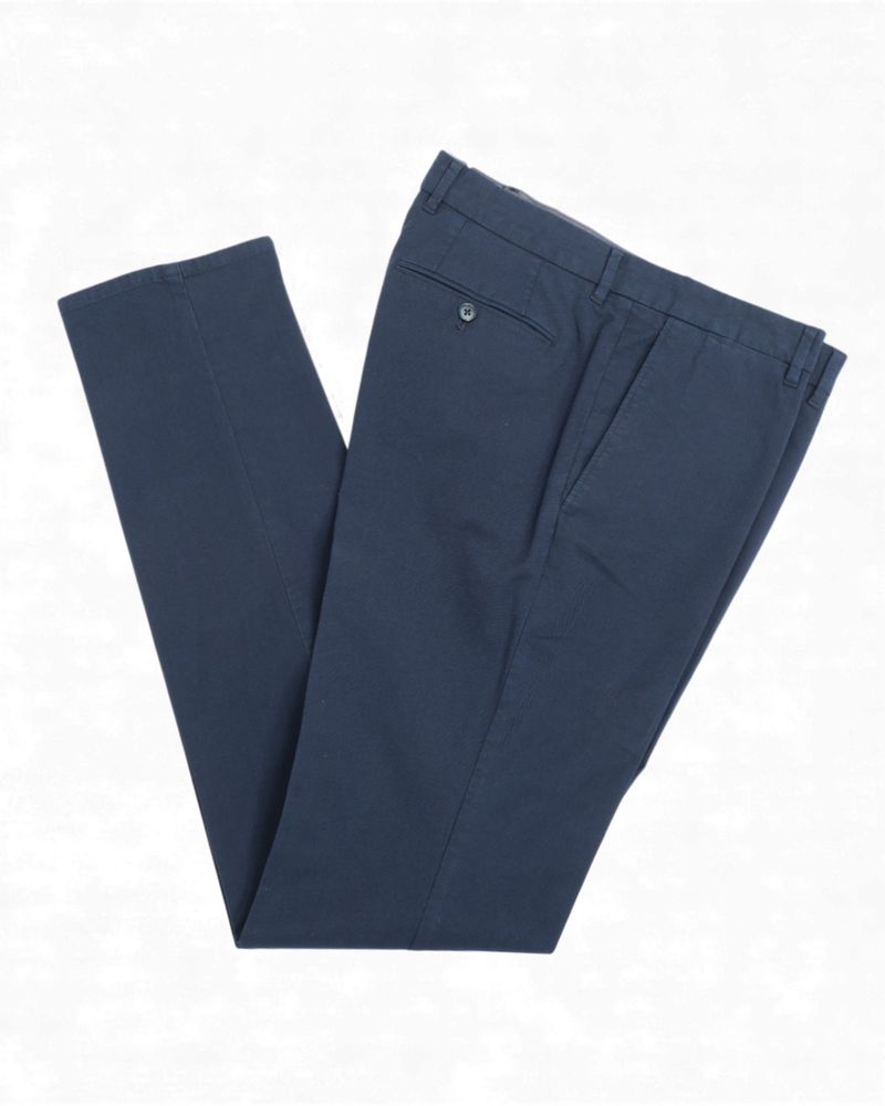 Navy Cotton Blend Chino Trousers