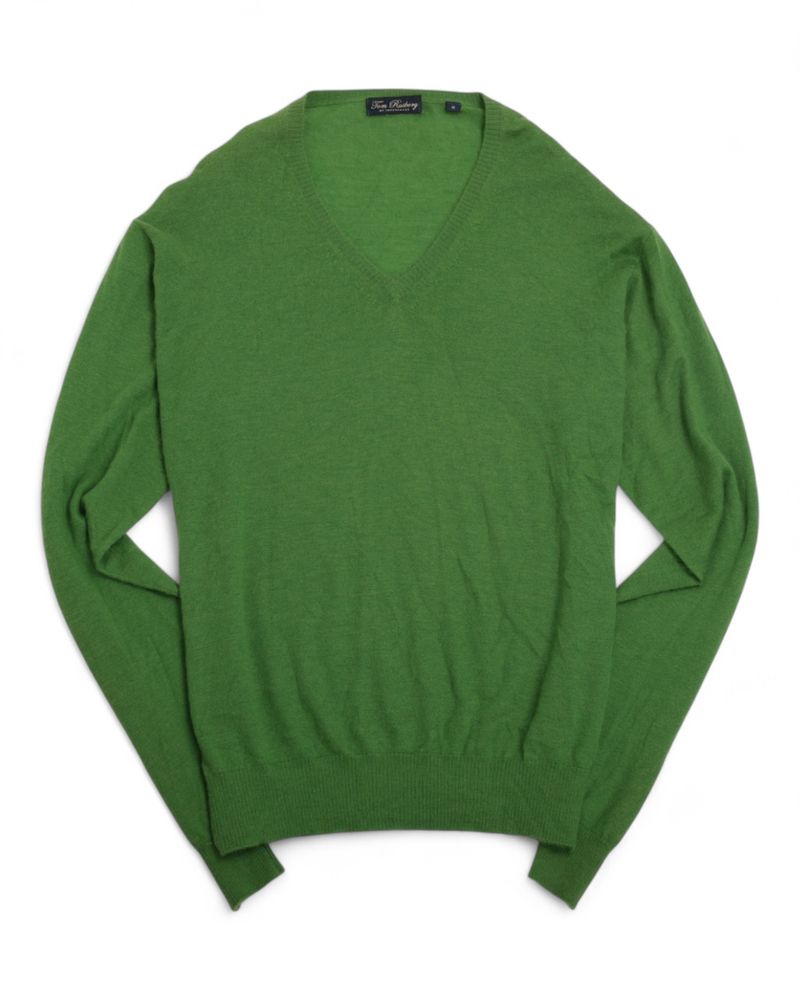 Green Cashmere V-Neck Knitwear