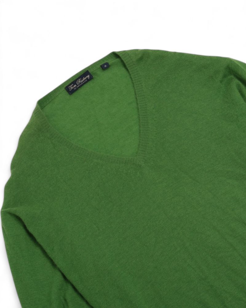 Green Cashmere V-Neck Knitwear