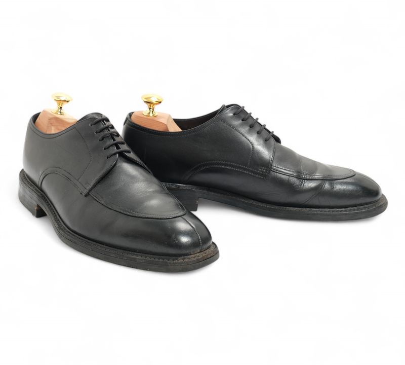 Black Leather Split Toe Derbies