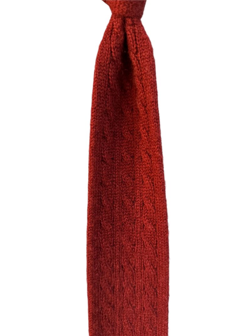 Red Cable Knitted Cashmere Tie