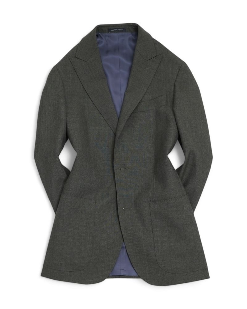 Green 3-Piece Wool Suit, Double Breasted Waistcoat