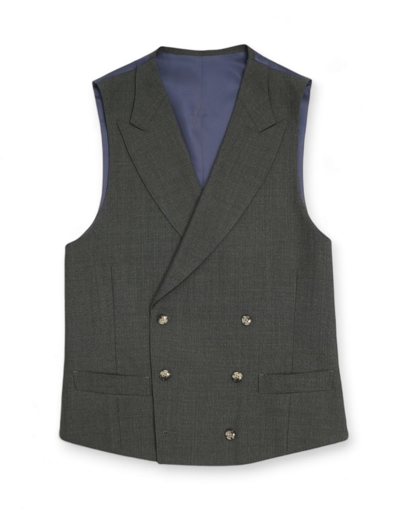 Green 3-Piece Wool Suit, Double Breasted Waistcoat