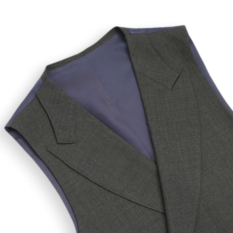 Green 3-Piece Wool Suit, Double Breasted Waistcoat