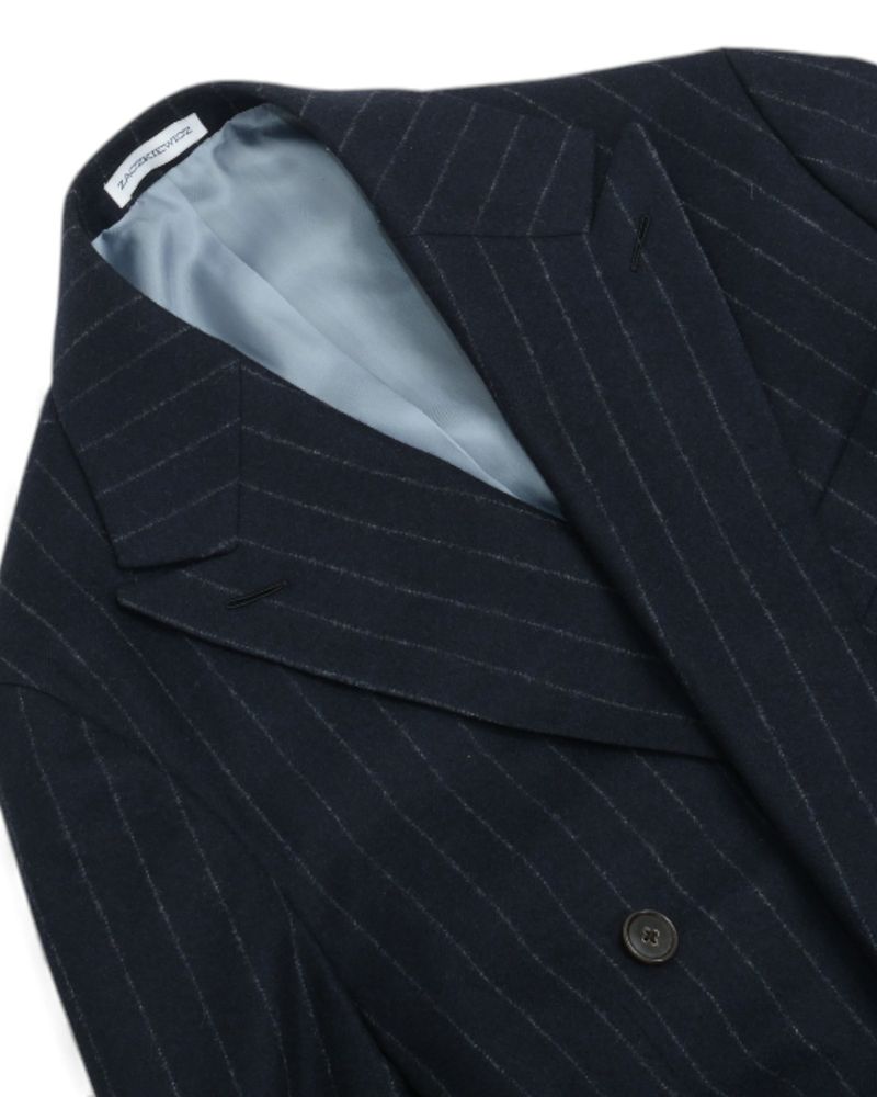 Navy DB. Chalk Striped Flannel Suit