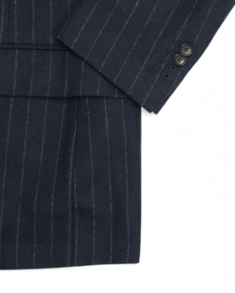 Navy DB. Chalk Striped Flannel Suit