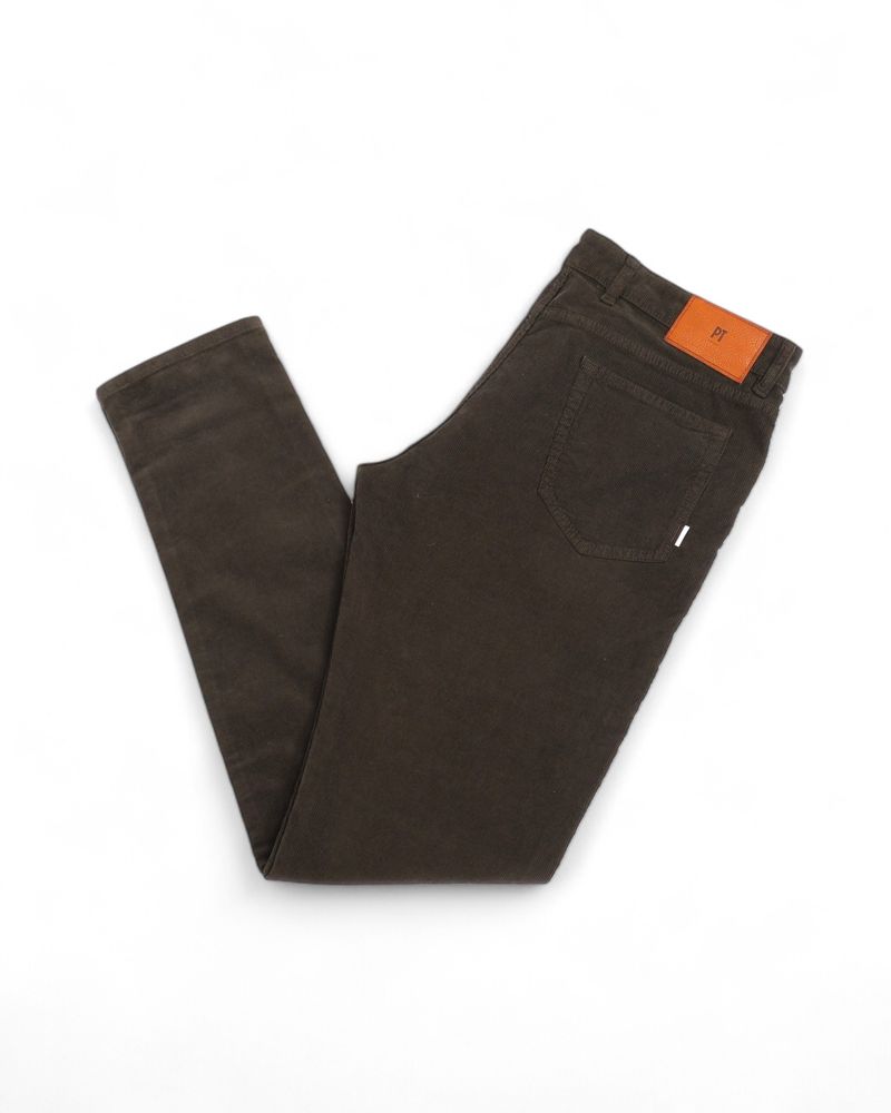 Chocolate Needlecord 5-Pocket Trouser