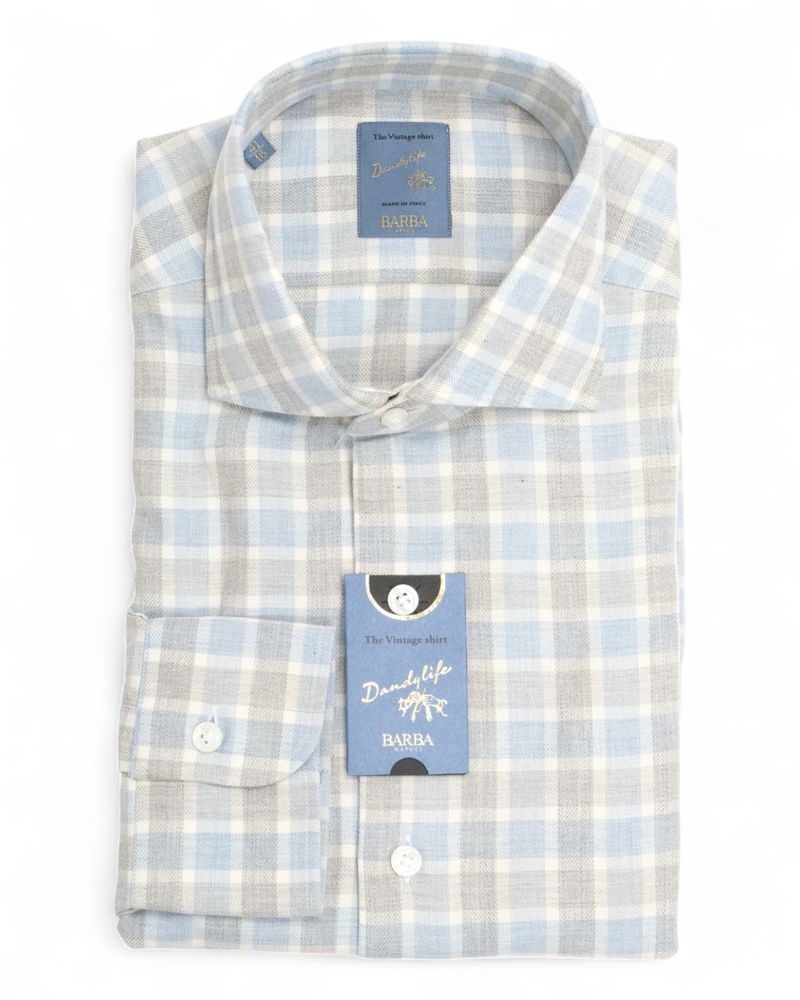 Blue/Grey Checked Flannel Shirt