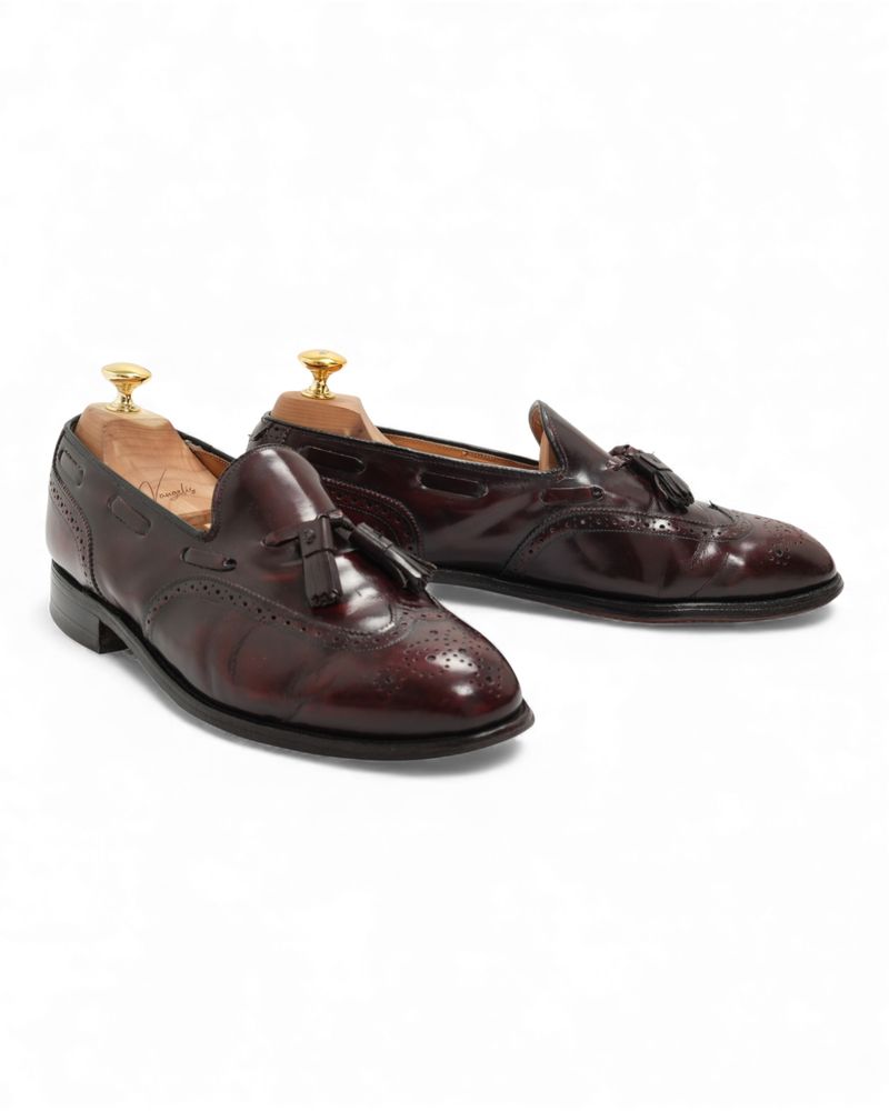 Oxblood Wingtip tassel loafers