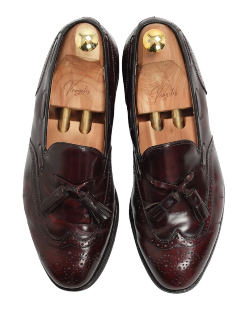 Oxblood Wingtip tassel loafers