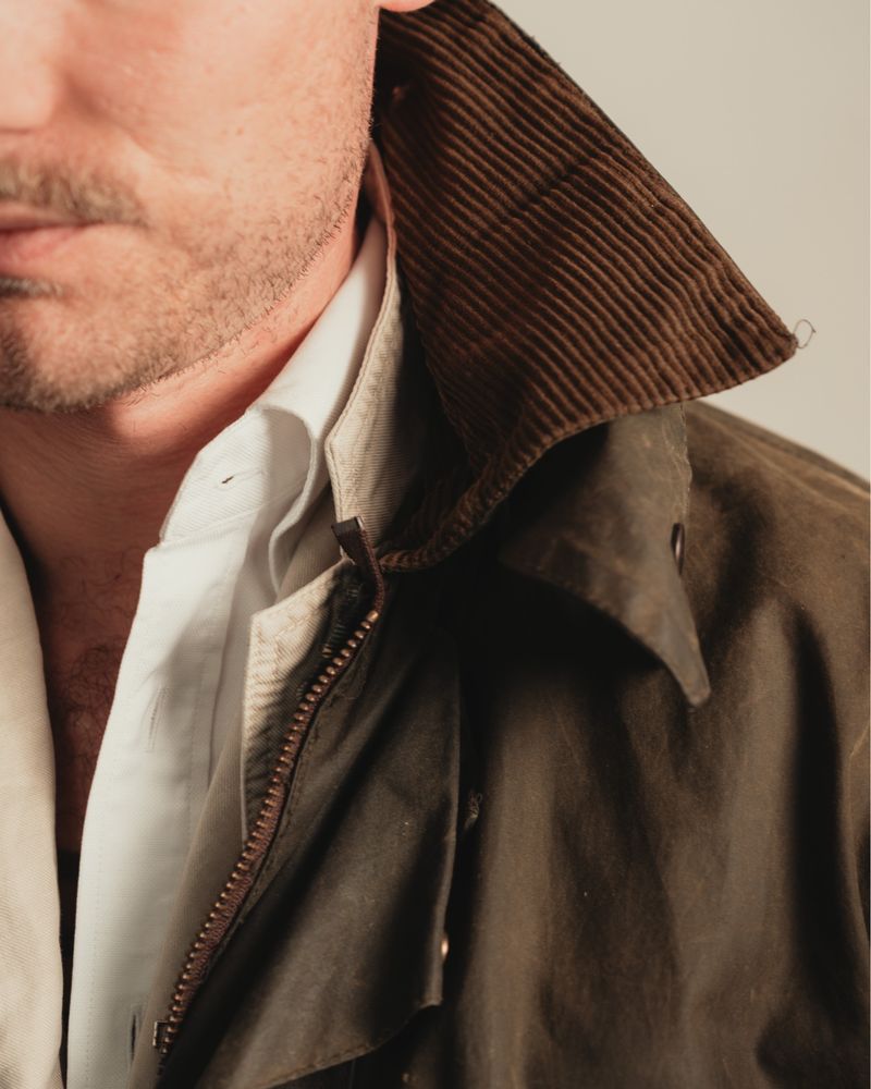 Olive Vintage Waxed Cotton Jacket, Made in England