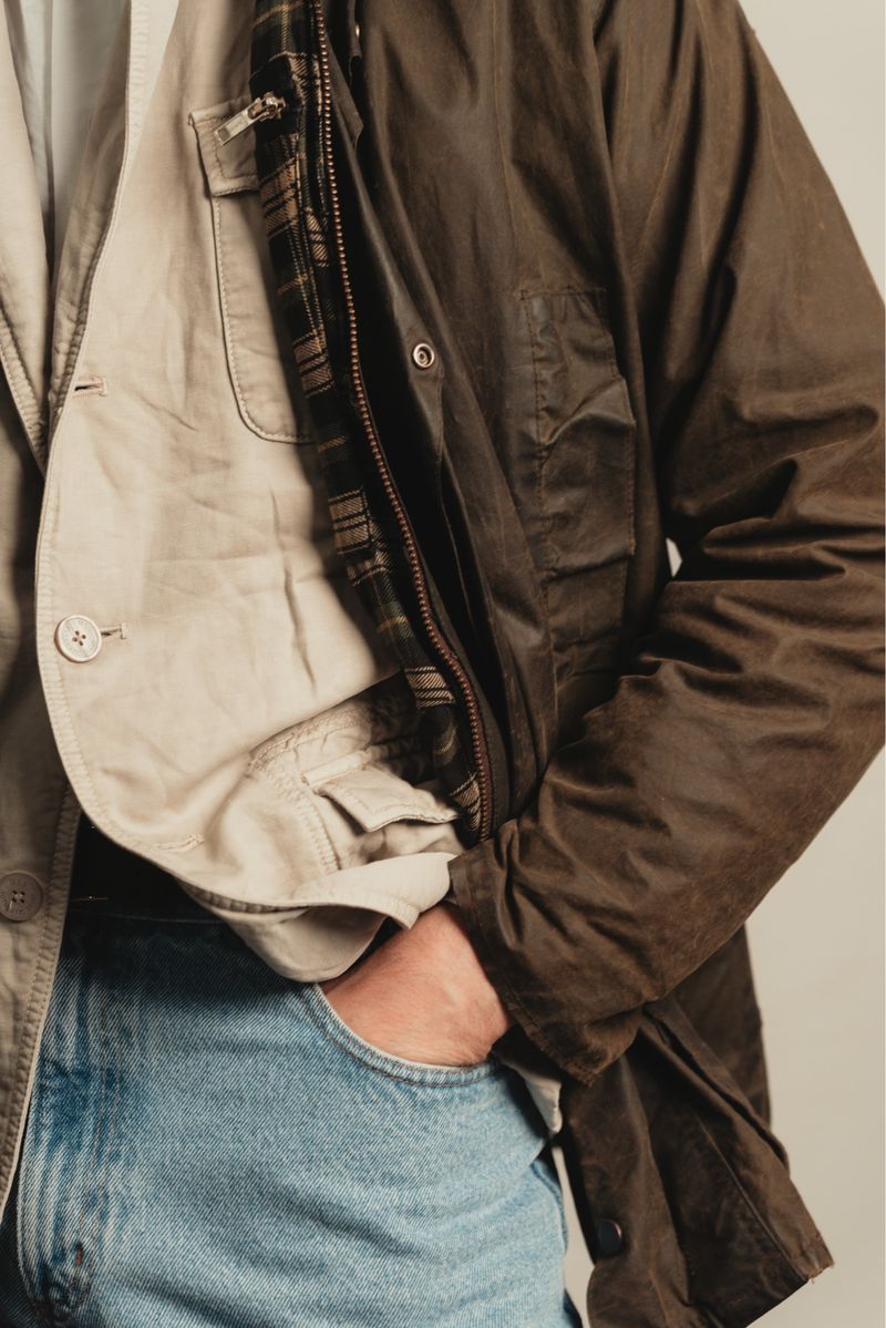 Olive Vintage Waxed Cotton Jacket, Made in England