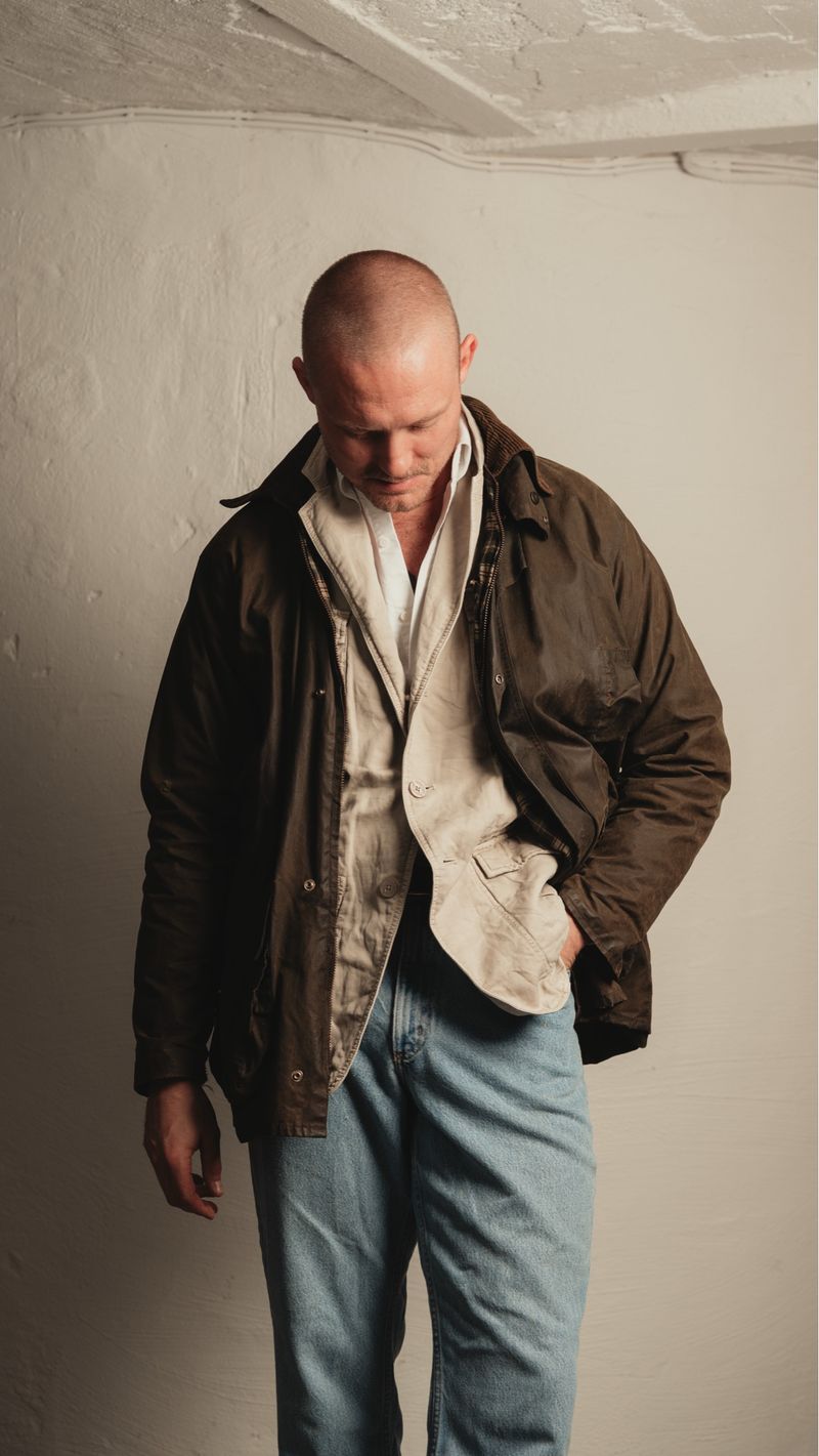 Olive Vintage Waxed Cotton Jacket, Made in England