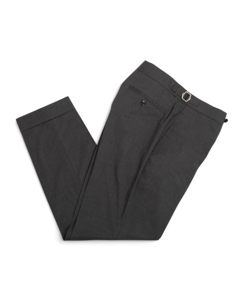 Dark Grey High Twist Wool Trousers