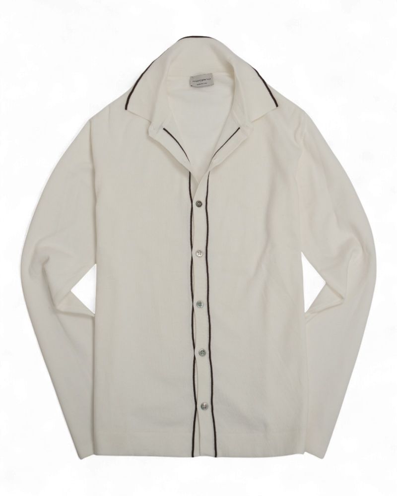 Ivory Cotton Collared Cardigan