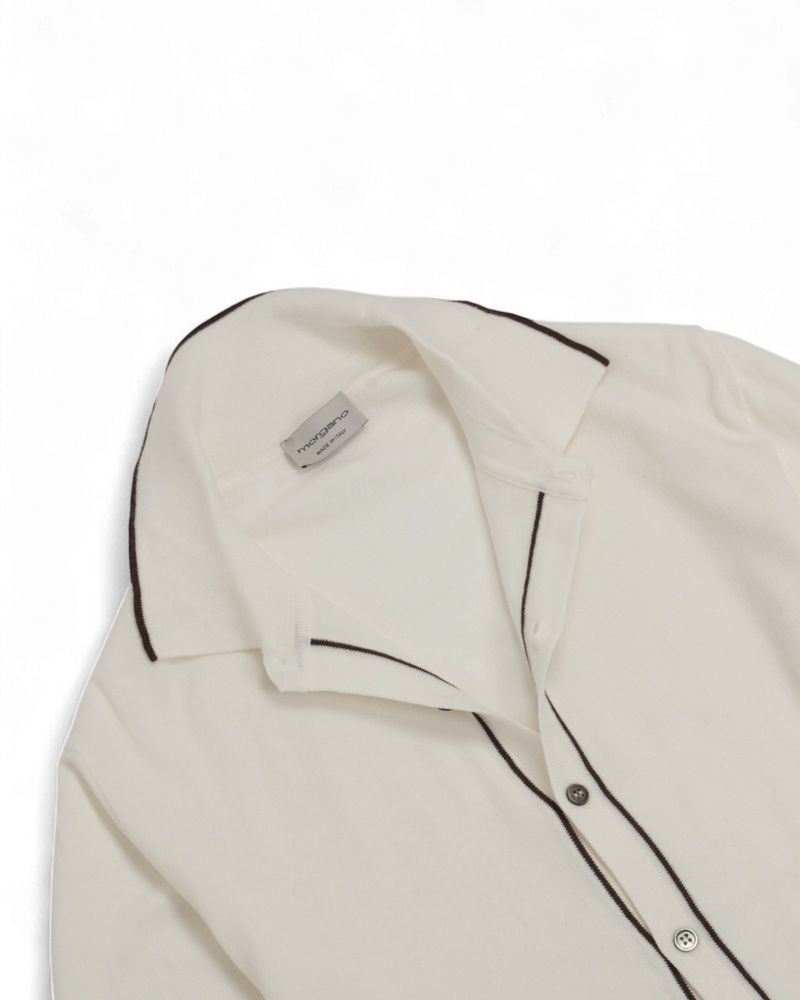 Ivory Cotton Collared Cardigan