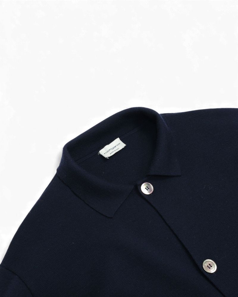 Navy Merino Polo Cardigan